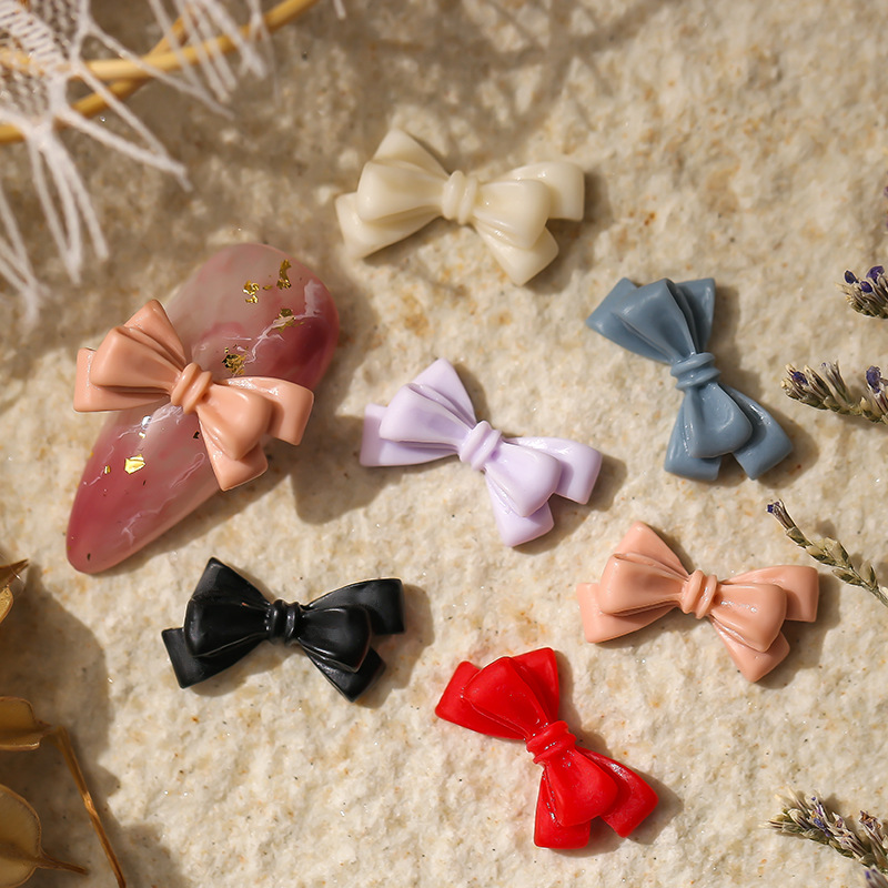 50 Uds. De lazos largos de resina rosa para decoración de uñas, lazos para uñas de hadas esmerilados 3D Kawaii, piezas de decoración, accesorios para uñas de japonés DIY