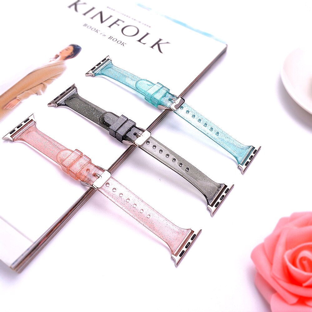 Glitter Strap for apple watch serie 6 se 5 4 3 iWatch band 38mm 42mm Slim Silicone correas bracelet Apple watch band 44mm 40mm