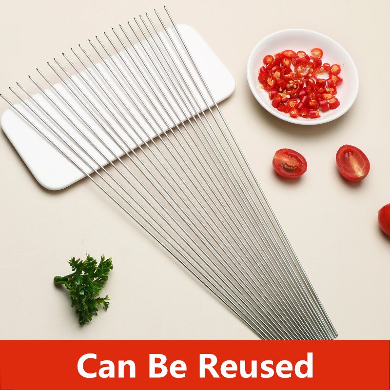 20 pièces acier inoxydable Barbecue Barbecue outils légumes ronds agneau brochettes dog Kebab brochette gadget de cuisine accessoires de cuisine