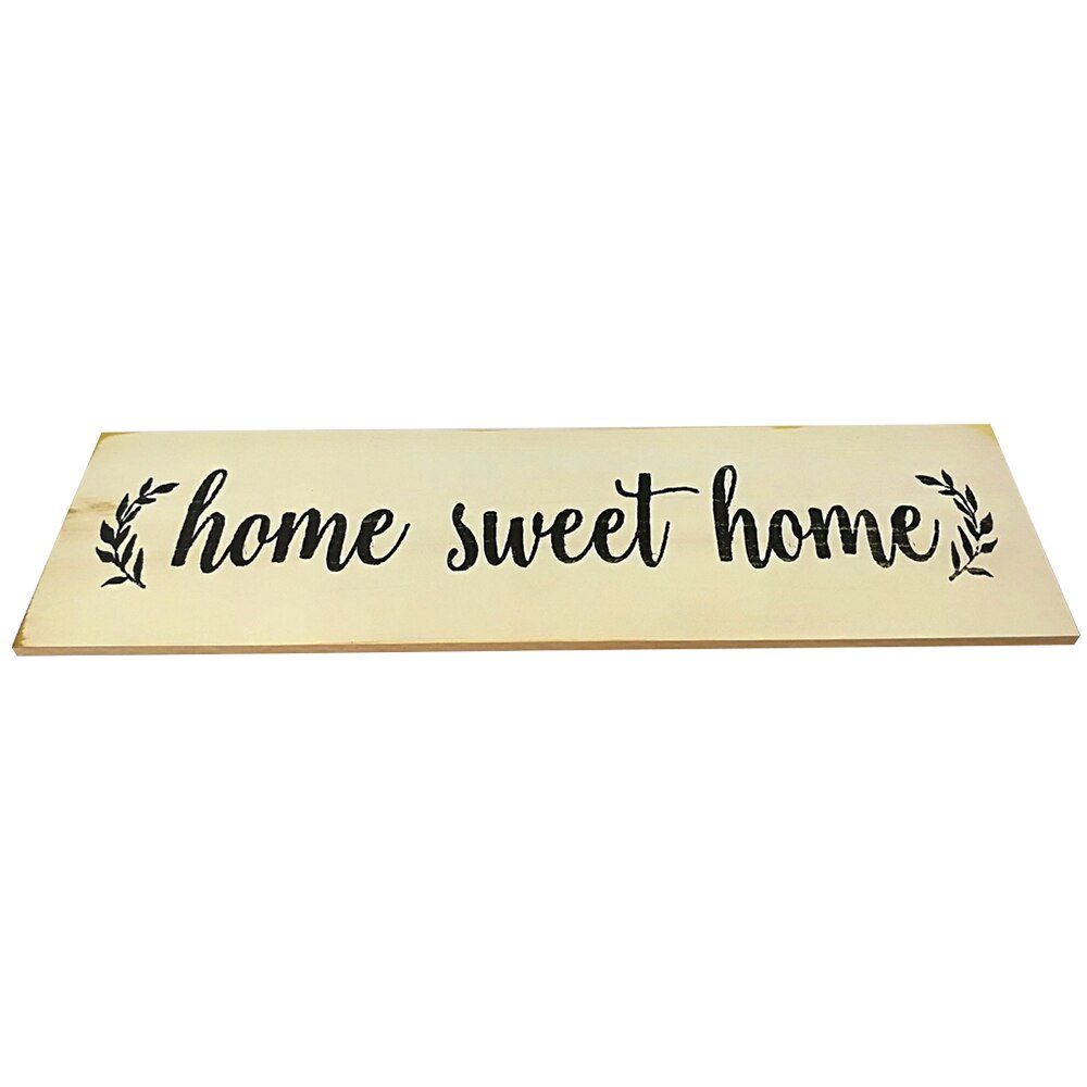 Hem sweet home script stor rustik trä skylt nödställda solid plakett vintage skylt vägg heminredning: Gul