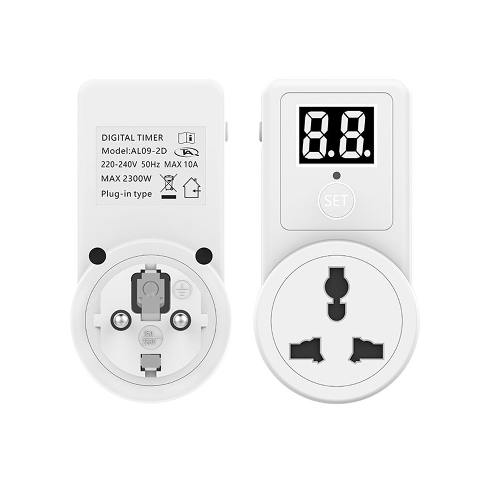 Interruptor de temporizador de Cuenta atrás con pantalla, enchufe Universal, Control de tiempo enchufable para batería de teléfono/tableta/Carga de coche eléctrico