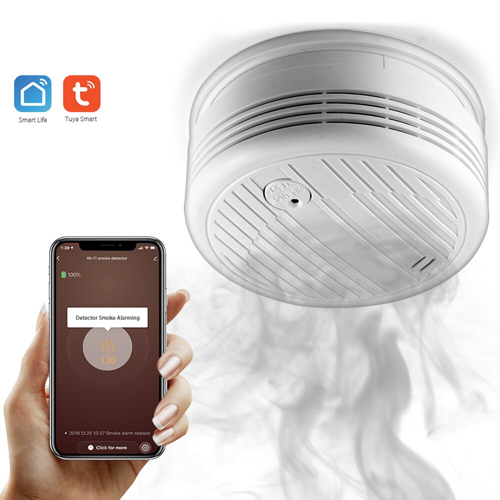 Wifi røgalarm smart brandalarmsensor trådløst sikkerhedssystem smart life tuya app til hjemmekøkken / butik / hotel / fabrik
