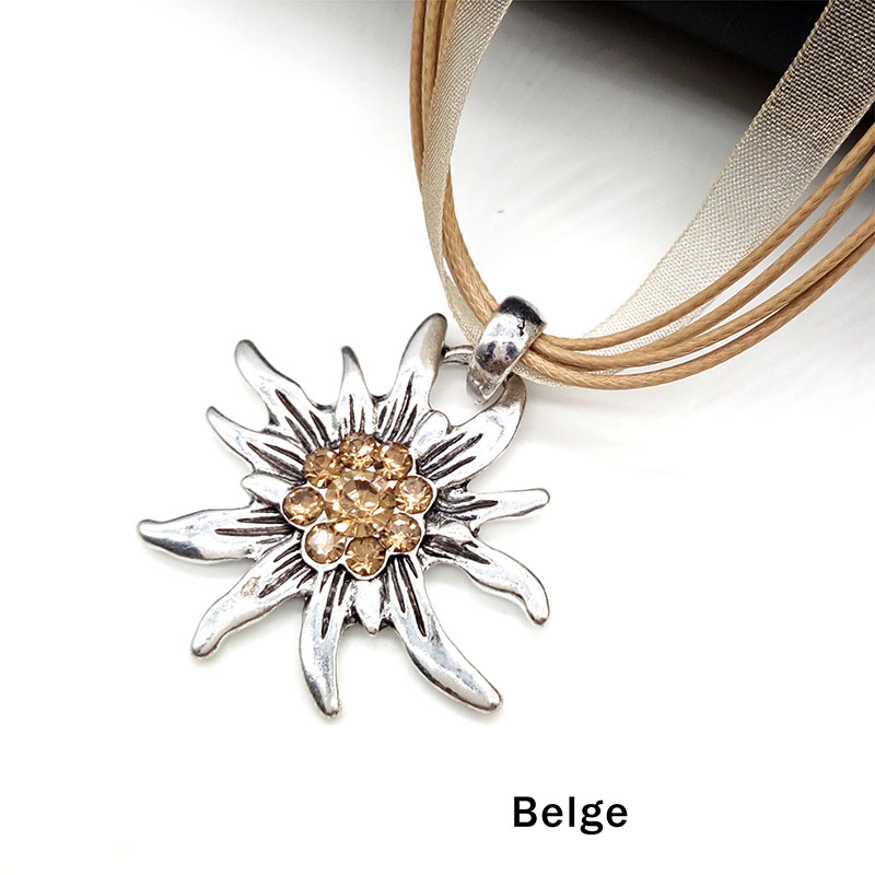 Collar con colgante Edelweiss de flor Vintage austriaco para mujer, disfraz tradicional de Dirndl de Oktoberfest, joyería alemana al por mayor: belge