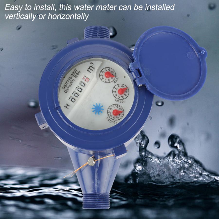 Water Meter DN15 Single Water Plastic Cold Water Meter compteur eau Flow Dry Table Garden Home Measuring Tool