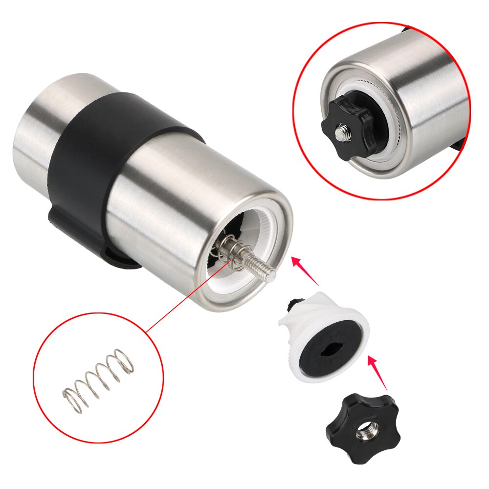 Molinillo de café de cerámica Manual de 2 tamaños, molinillo de café de acero inoxidable ajustable con anillo de lazo de goma, utensilios de cocina fáciles de limpiar