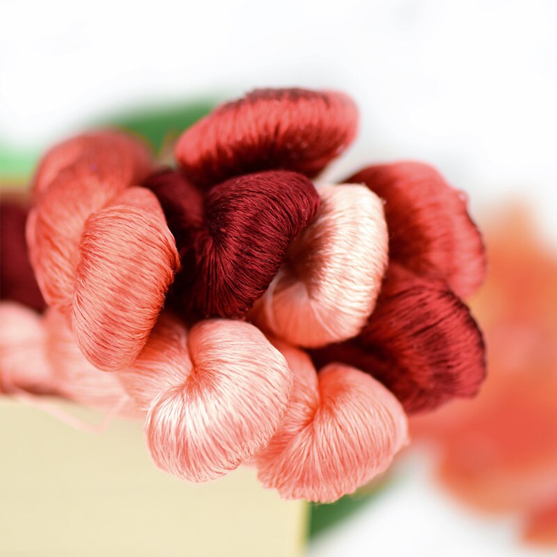 1pcs/400m silk embroidery thread / 100% silk thread /hand embroidery embroider cross stitch/Peony red series/8 pure colors