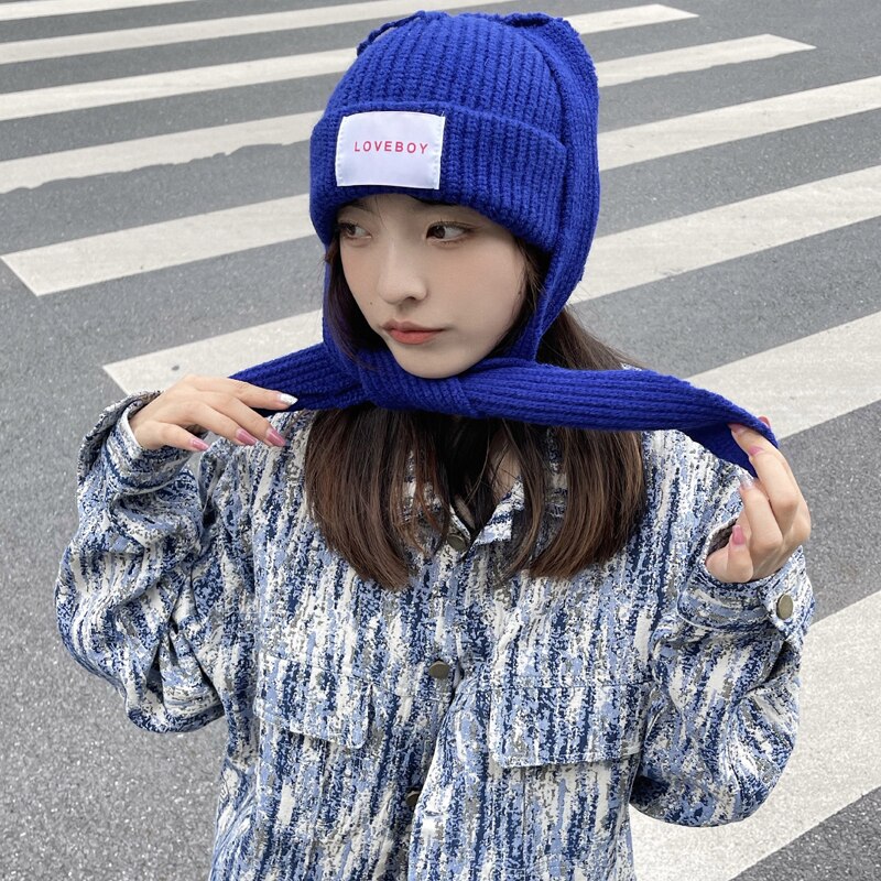 2022 Winter Lange Konijn Oor Hoed Skullies &amp; Mutsen Hoed Voor Vrouwen Party Props Mode Mutsen Warme Sjaal Caps Hip-Hop Streetwear