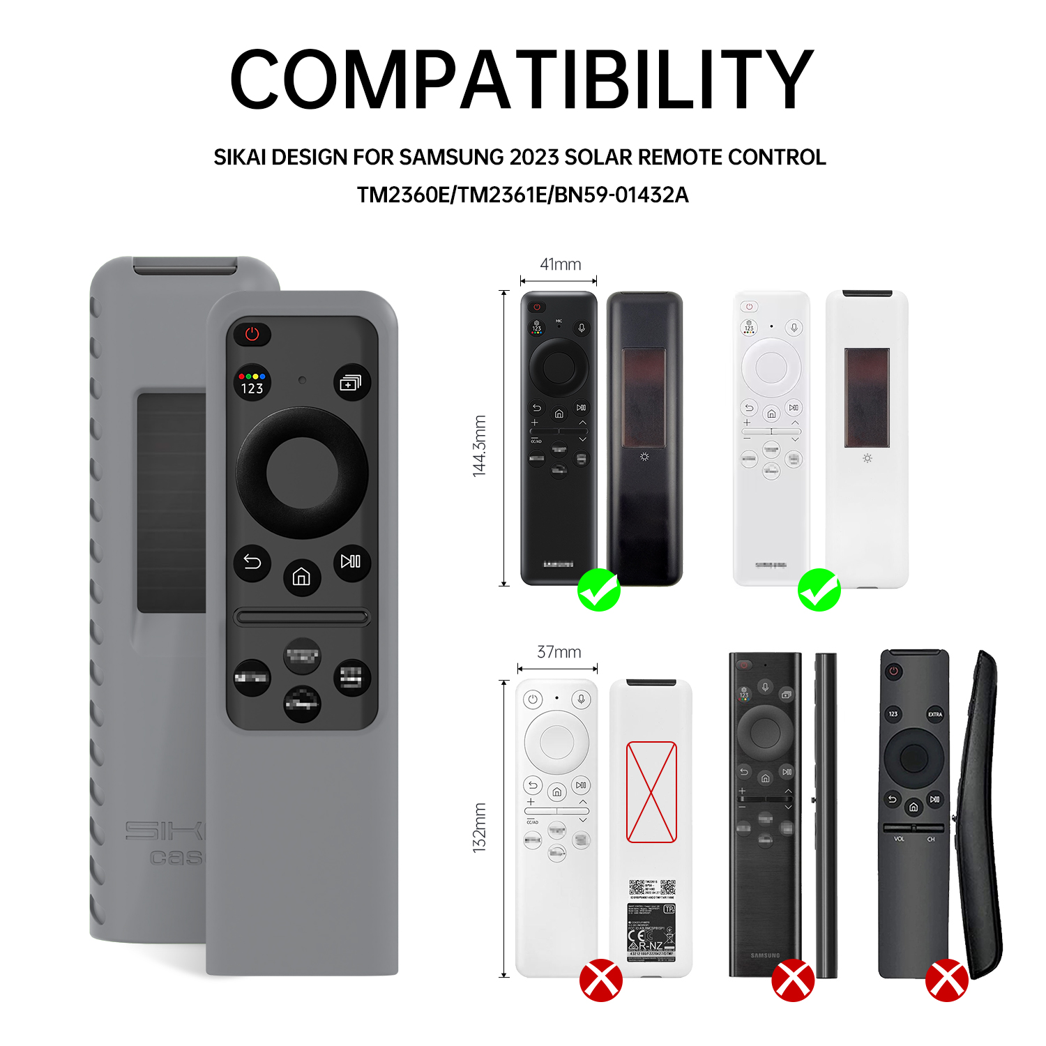 Silikonowa osłona SIKAI do Samsung BN59-01432A Oryginalna obudowa pilota Voice Smart TV do ładowania słonecznego 2023, TM2360E, TM2361E