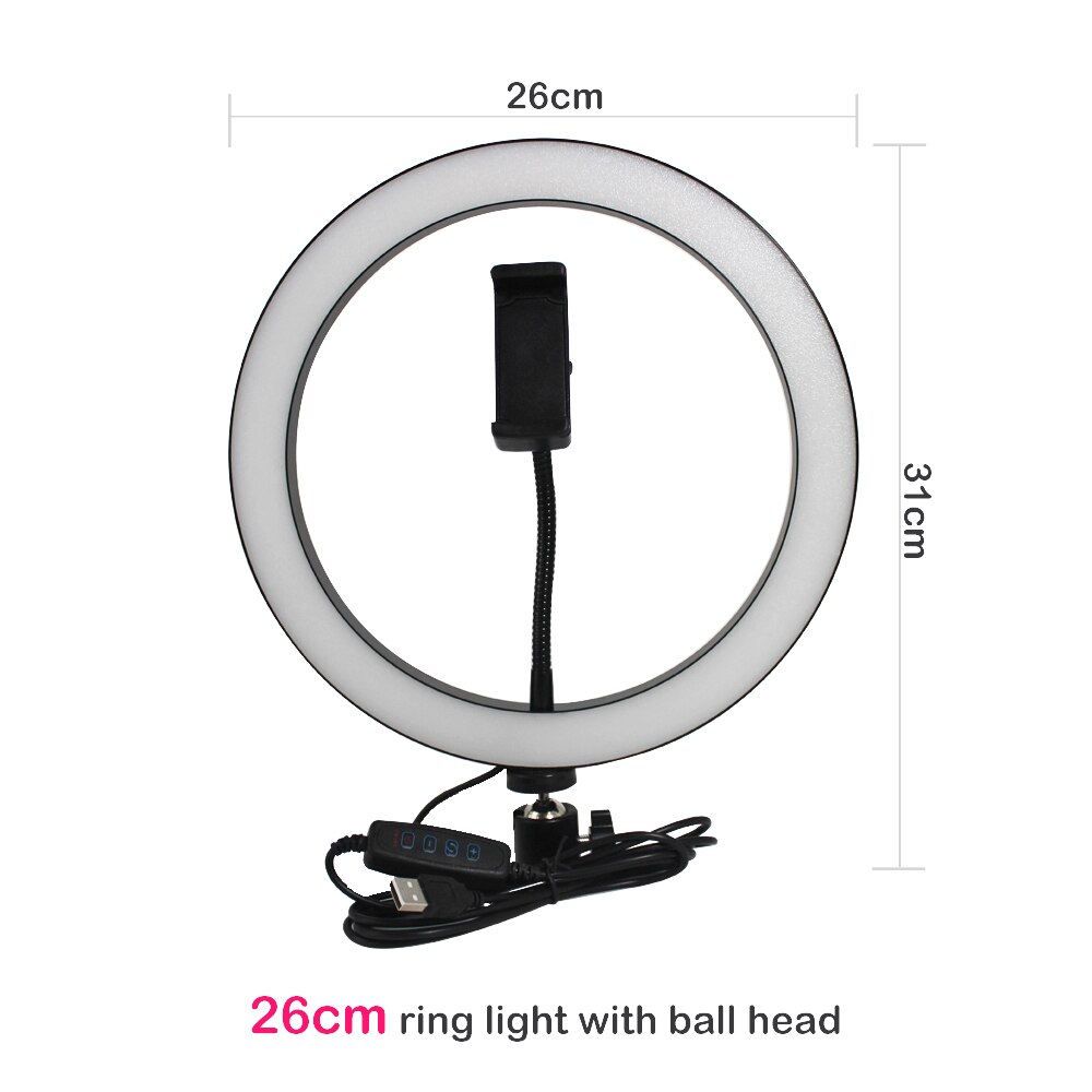 10 inch ringlamp met statief, telefoonhouder voor ipad, fotografie, studiovideo, led-ringlamp 5600k met usb-aansluiting voor make-up: Geel