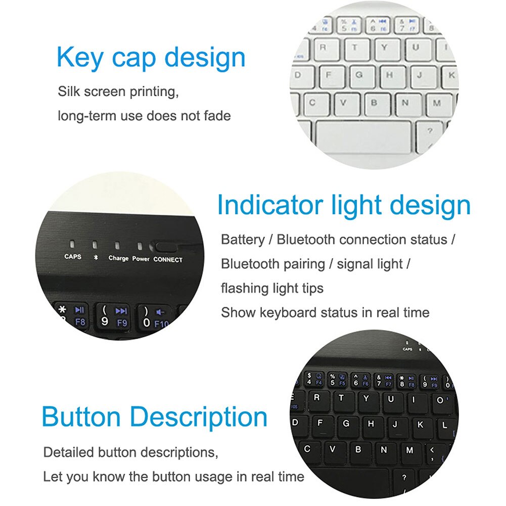 Wireless Bluetooth Keyboard For ipad Phone Tablet Russian Spainish French Arabian Recharger Keyboard For Android ios Windows