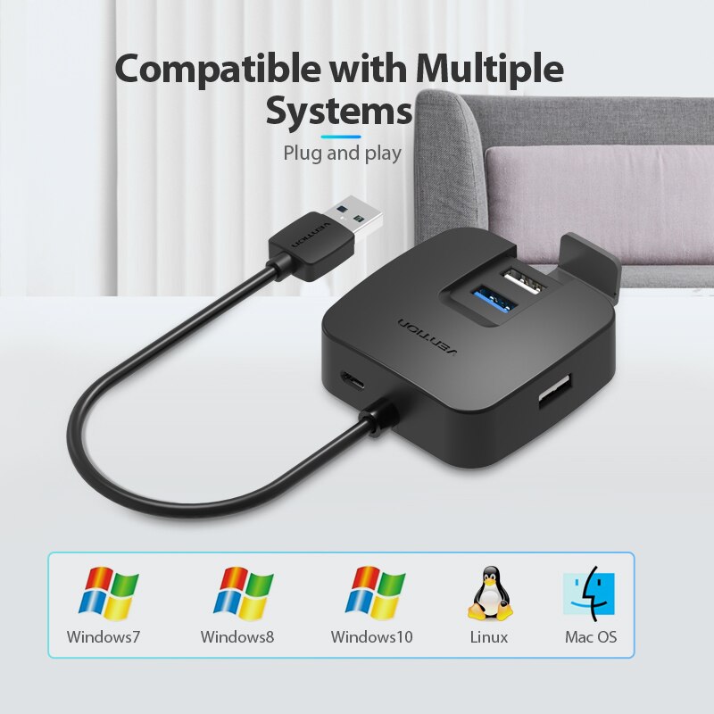 Vention USB HUB 3.0 External 4 Port USB Splitter with Micro USB Power Port for Laptop Computer Hard Drive Accessory USB 2.0 HUB