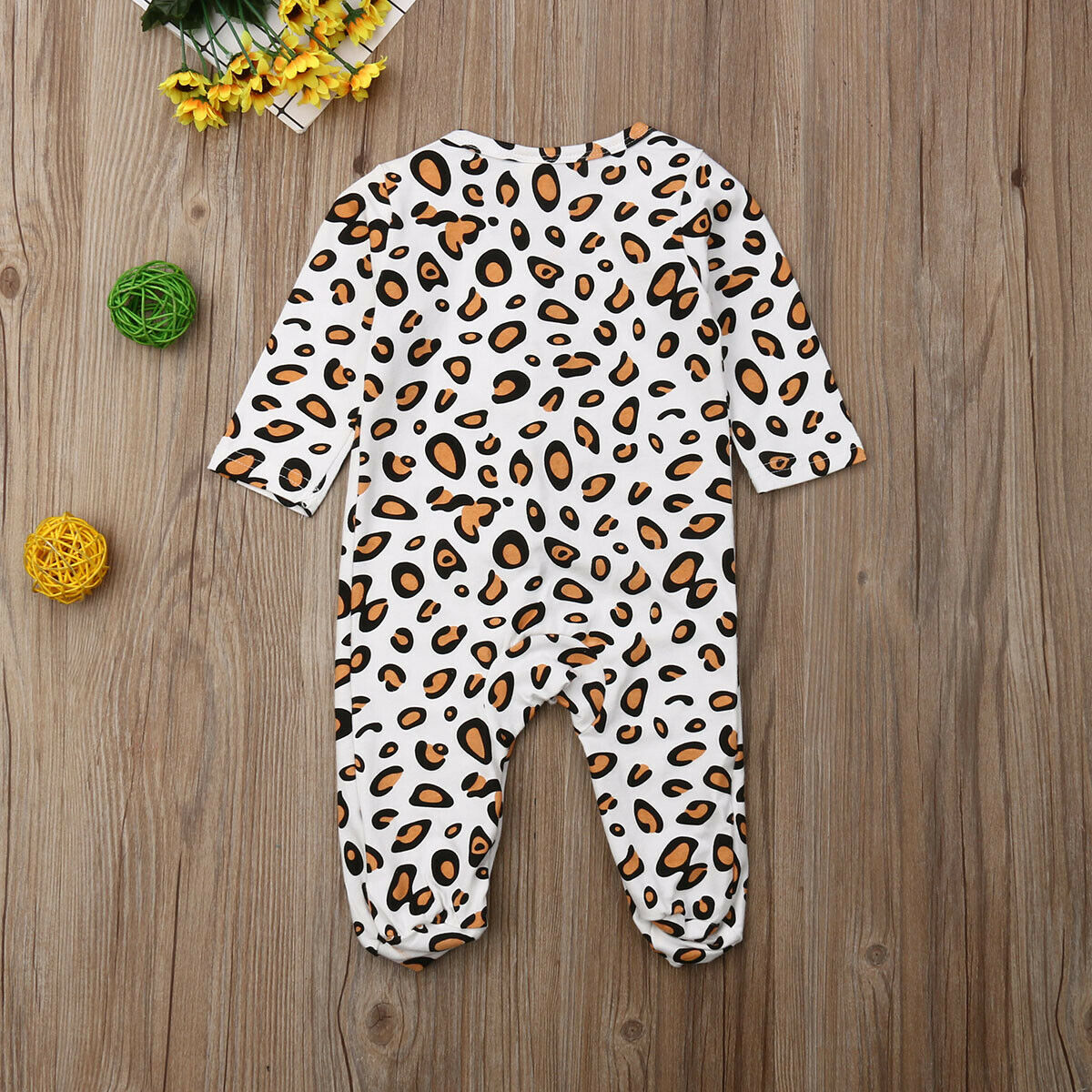 0-9 M Pasgeboren Baby Jongen Meisje Lange Mouw Luipaard Romper Jumpsuit Een Stukken Outfits Baby Kleden