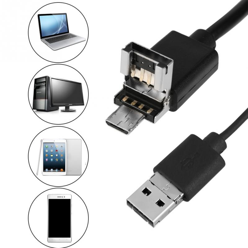 Endoscope OTG USB IP67Waterproof avec caméra étanche de 2 mégapixels pour l'inspection des tuyaux de voiture câble de 5 mètres de longueur
