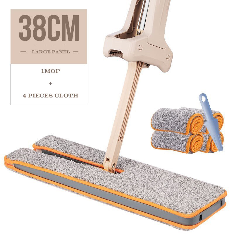 Handheld dupla-face plana mop mão-livre lavagem microfibra limpeza piso suprimentos 360 ° rotação ajustável ferramentas de limpeza do agregado familiar: 4pcs mop cloth