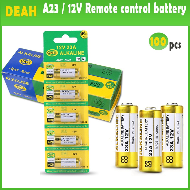 100 Stks/partij Alkaline Batterij 12V 23A 23GA 21/23 A23 A23S E23A EL12 MN21 MS21 V23GA MN21 L1028 RV08 GP23A k23A Voor Deurbel Afstandsbediening
