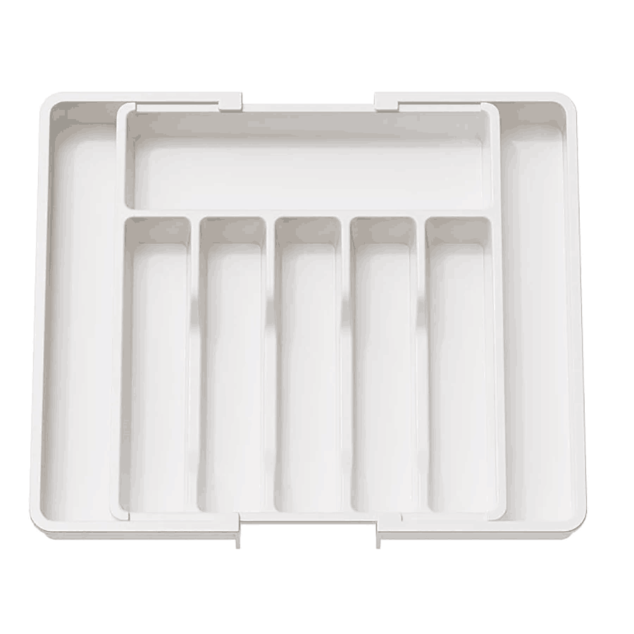 Silverware Organizer, Expandable Kitchen Drawer Organizer Utensil Organizer, Plastic Spoons Forks Knives Holder Storage Dividers: Ivory