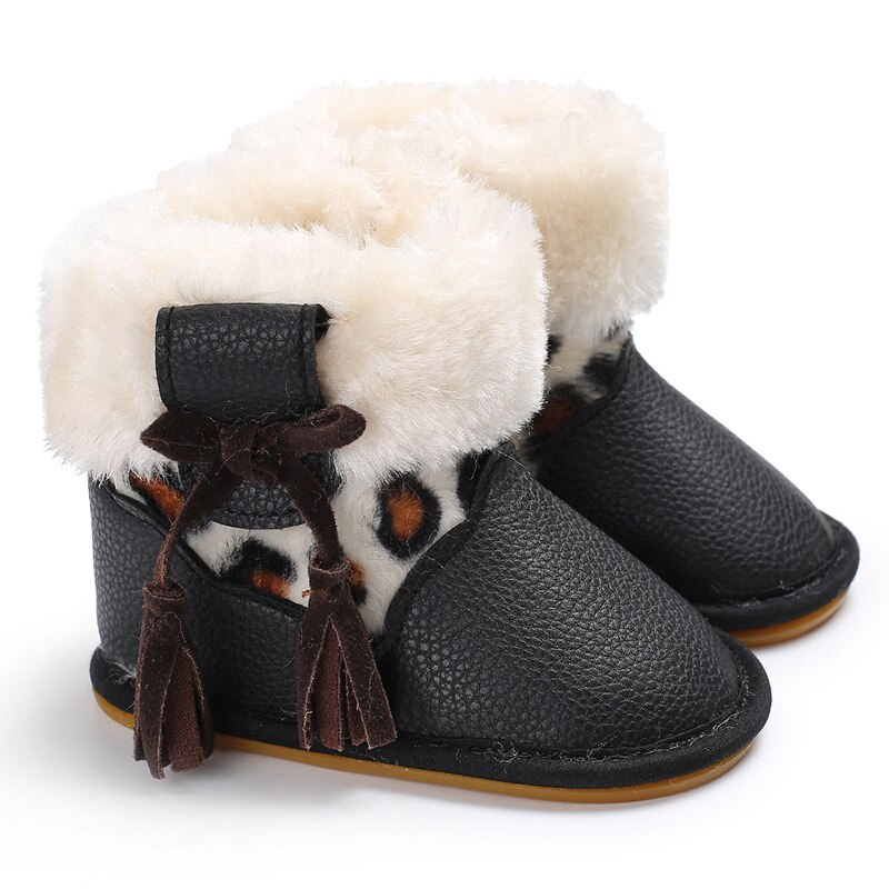 Baby Meisjes Jongens Winter Warm Houden Schoenen Eerste Wandelaars Sneakers Kids Crib Baby Peuter Schoeisel Laarzen Pasgeborenen Prewalkers0-18M: Black / 0-6 months