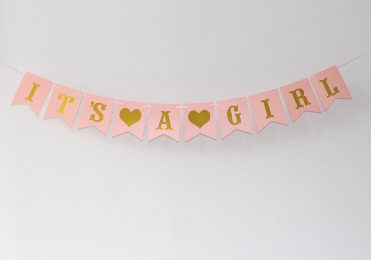 1 set pink It's a Girl Banner Girl Party Decoration Girl Baby Shower Garland Baby Girl Shower Decoration