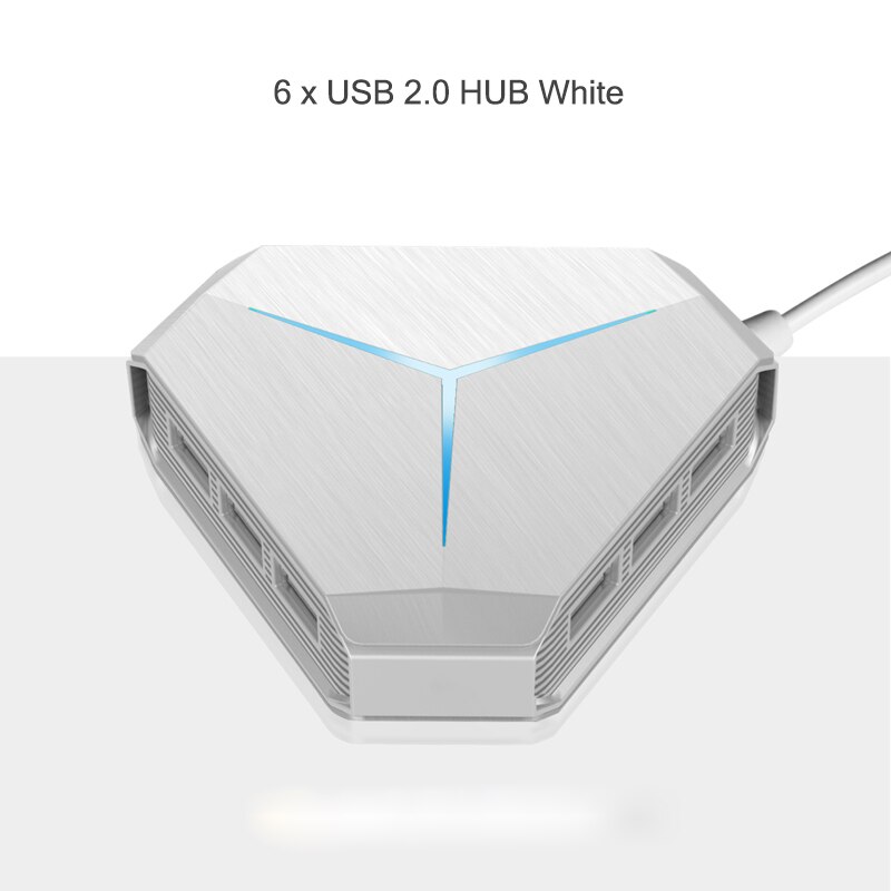 6 Port USB Hub 1m Cable Splitter With TF SD Card Reader Mic AUX Cool Light Charging USB 2.0 Hab for Compter USB Combo: Style1 White 2.0