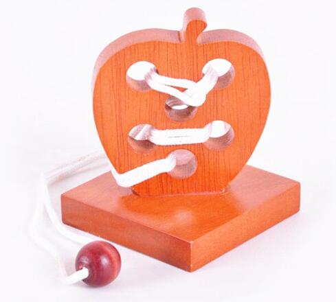 Desk Novelty 3D Wooden Rope Loop Puzzle IQ Mind String Brain teaser Game for Adults Kids: Model 6