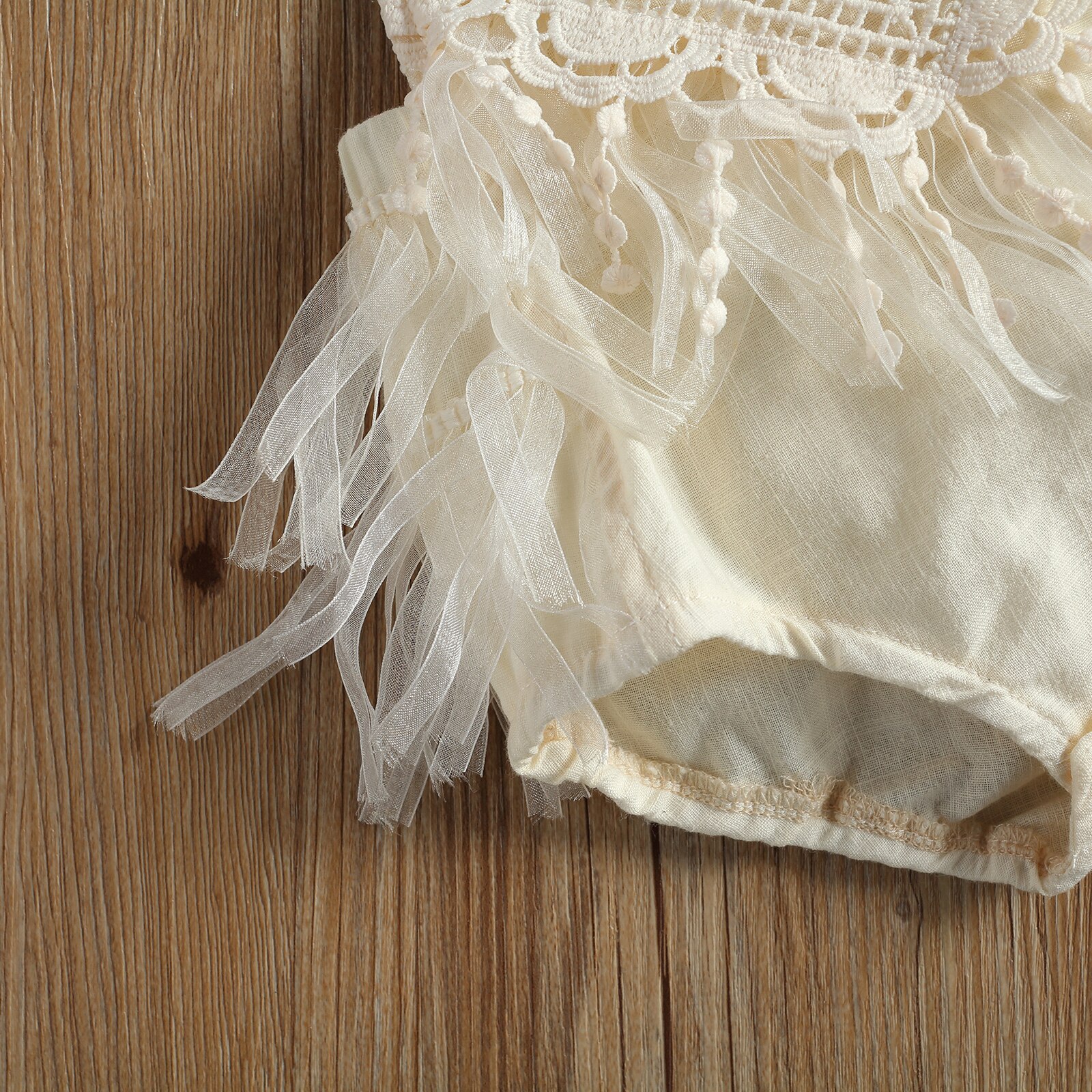 Citgeett Zomer 0-24M Peuter Baby Meisje Witte Bloemen Kant Kwastje Mouwloos Bodysuit Backless Solid Baby Jurk-stijl