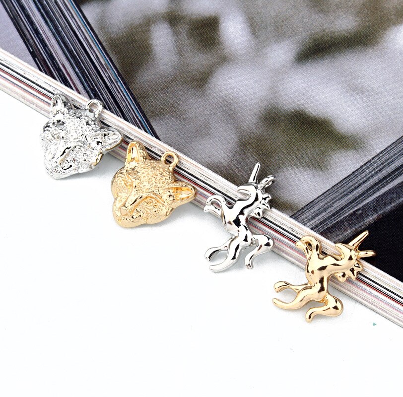 10pcs European Leopard Unicorn Earring Alloy Charms Connector Findings Punk Necklace Bracelet Keychain Jewelry Make