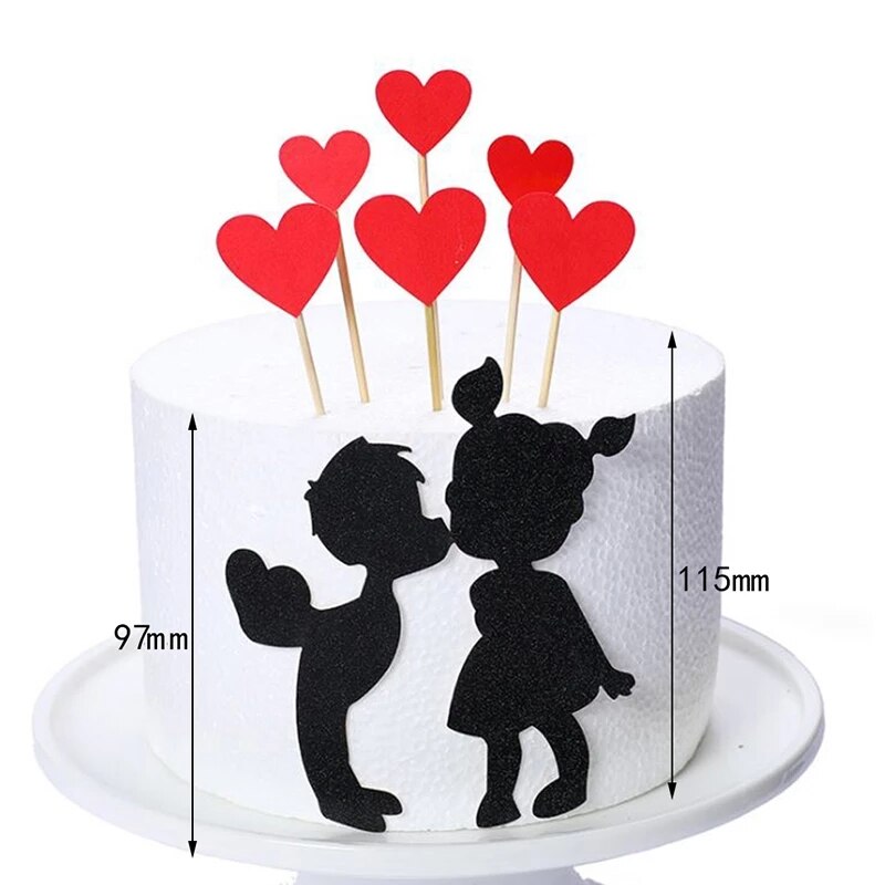 Valentijnsdag Rood Hart Cake Topper Set Voor Vriendin Liefhebbers Bruiloft Decoratie Verjaardag Taart Decoratie Taart Benodigdheden