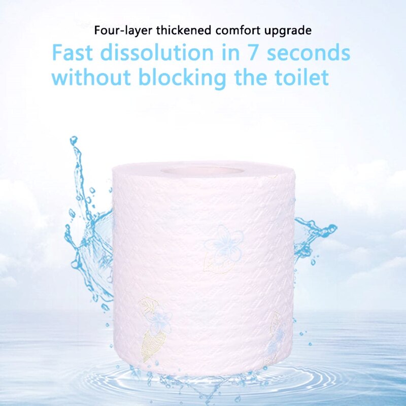 Instant papir blødt badeservietter vandopløseligt skyllebart toiletpapir 4-- lags ark miljøvenlige papirhåndklæder, fri for klorblegemiddel