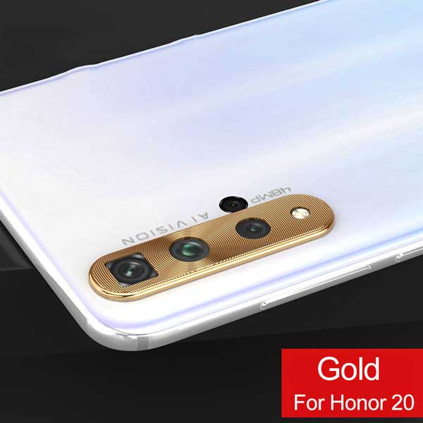 Funda protectora de cámara para Honor 20 funda para Huawei Honor 20 Pro 20i Magic 2 Nova 4 4E 3i 3E 3 funda de Metal para lente de teléfono: For Honor 20i / Gold