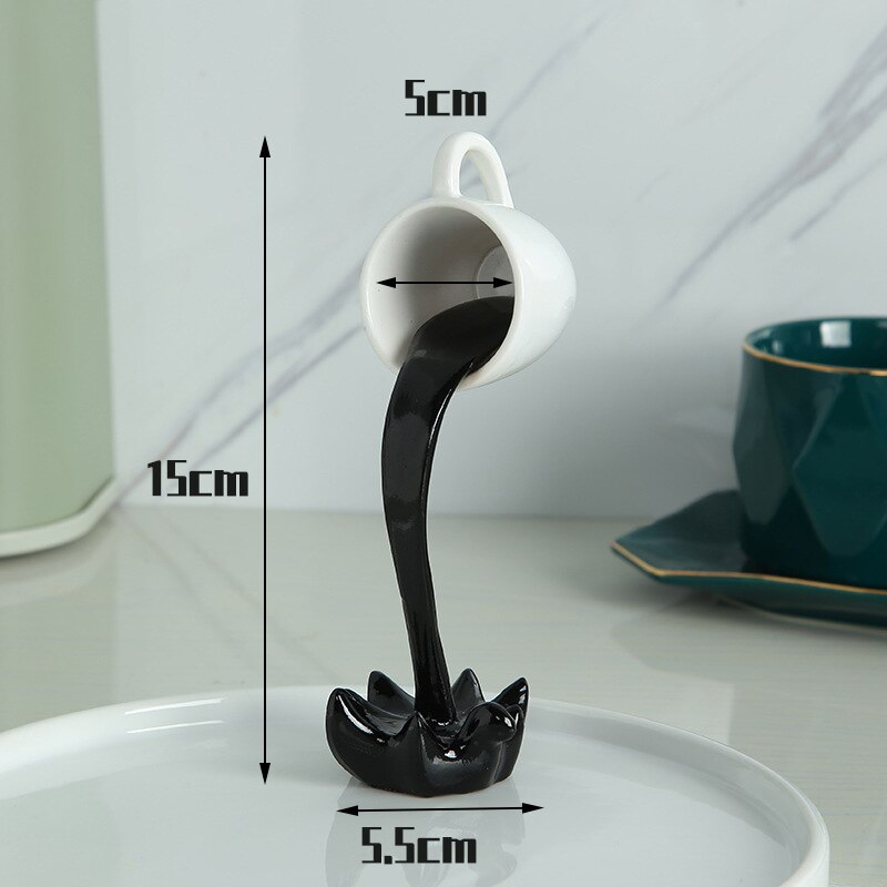 Floating Cup Sculpture Home Decor Decoration 3D Pouring Liquid Coffee Cup Figurines Miniature Resin Craft Ornament Accessories