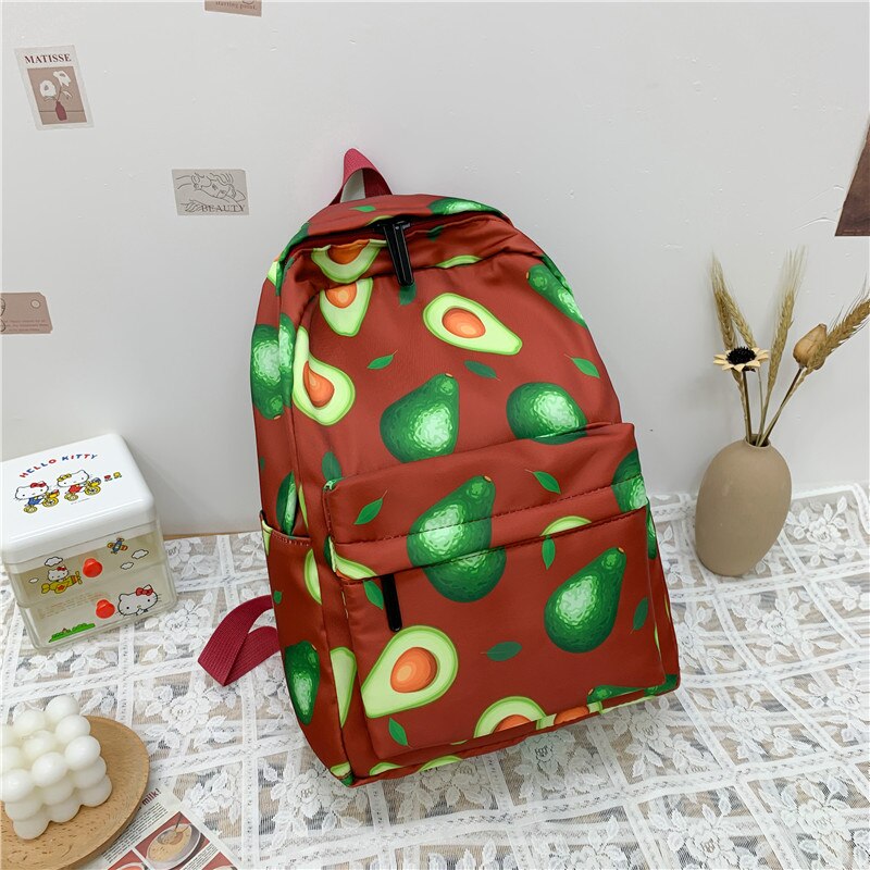 Mochila con estampado de aguacate para adolescentes, morral escolar a prueba de agua, de gran capacidad, de viaje,: Castaño