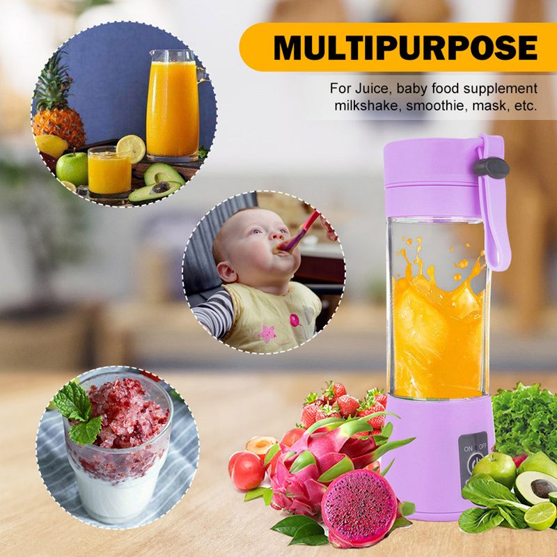 Portable Electric USB Rechargeable Juicer Cup 2 Blades Handheld Bottle Fruit Vegetable Juicer Blender Squeezer Reamer Machine