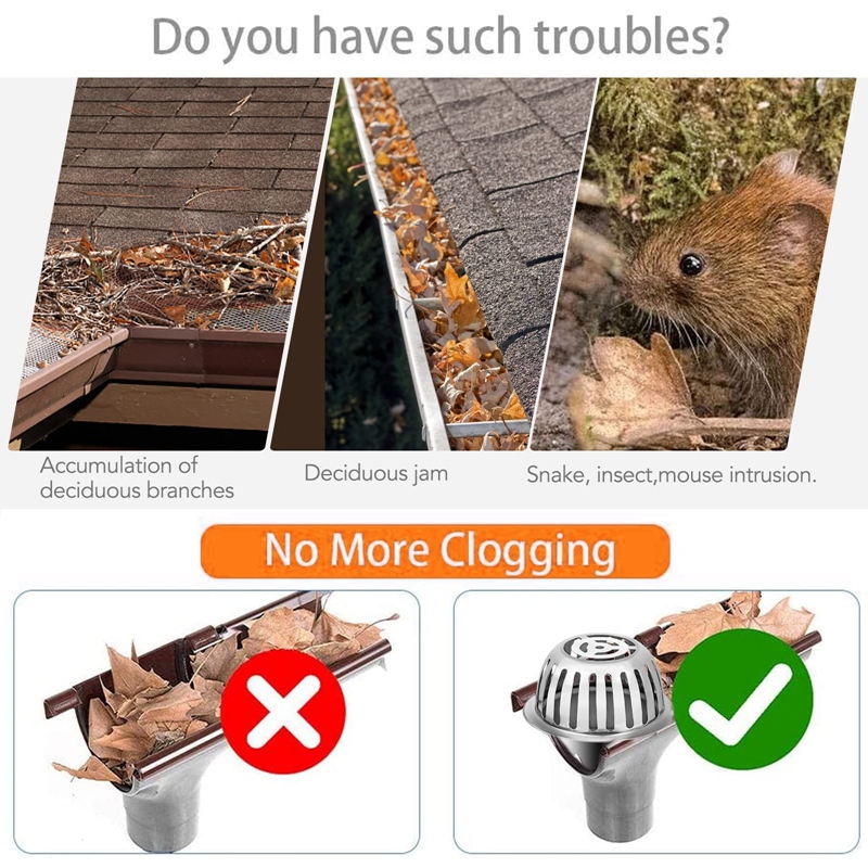 Rvs Balkon Dak Ronde Grote Verplaatsing Anti-Blocking Afvoerputje Outdoor Regen Emmer Drainage Afvoer