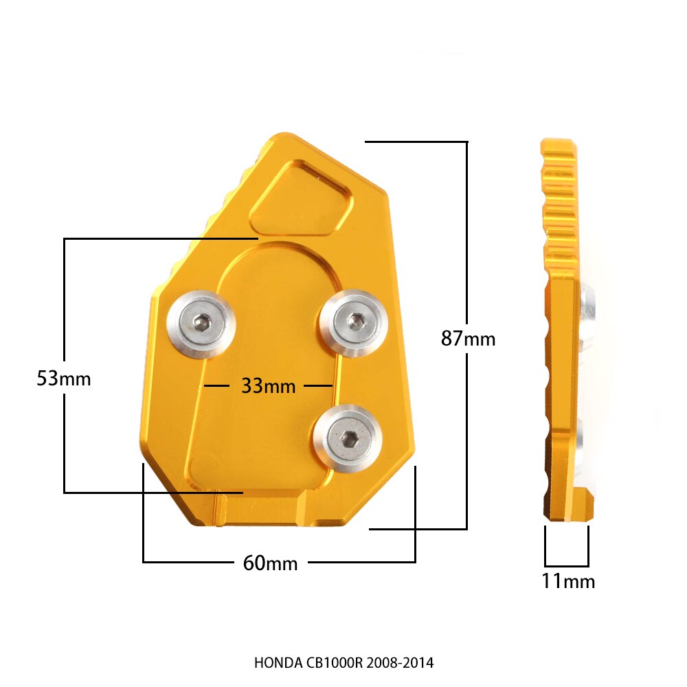 Pièces de plaquettes de support pour Honda CB1000R à plaque de support latérale agrandisseur accessoires d'extension de béquille moto CB1000 R
