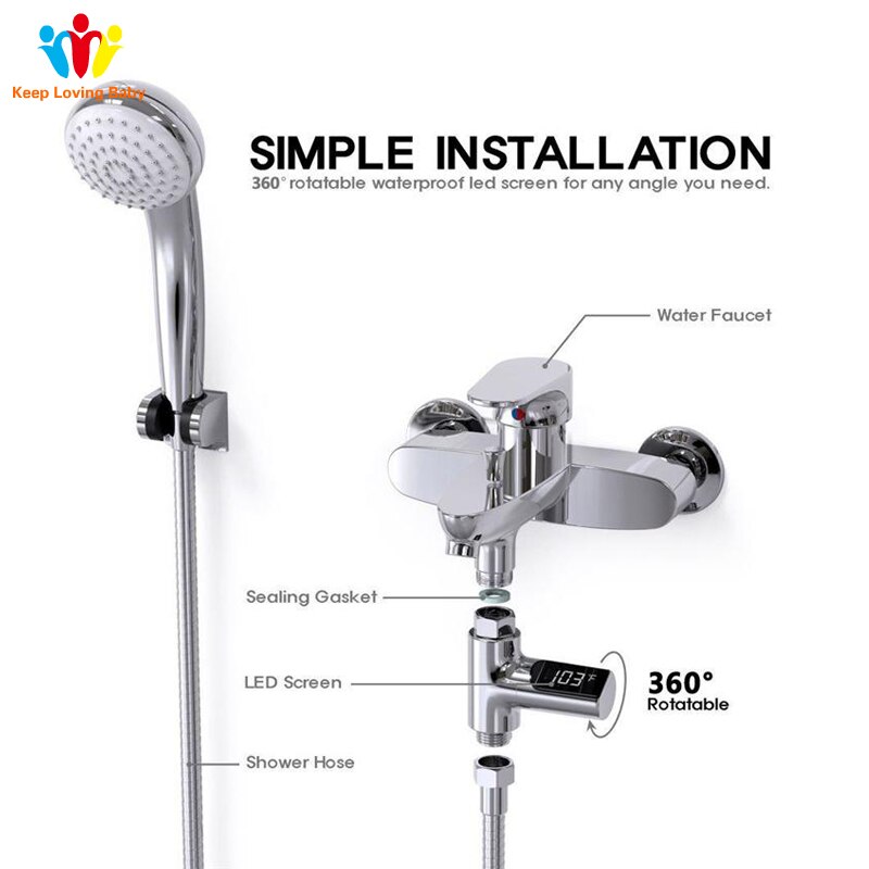 Thermomètre de douche numérique | Batterie, temps réel libre, moniteur de température d&#39;eau pour cuisine, salle de bain, douche soins pour bébé