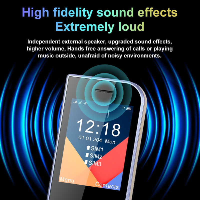 Ultraslanke mini-telefoon, schattig zakformaat, groot scherm, drie simkaarten, sos-oproepen, snelkiezen, grote knoppen, speciaal ontworpen voor ouderen.