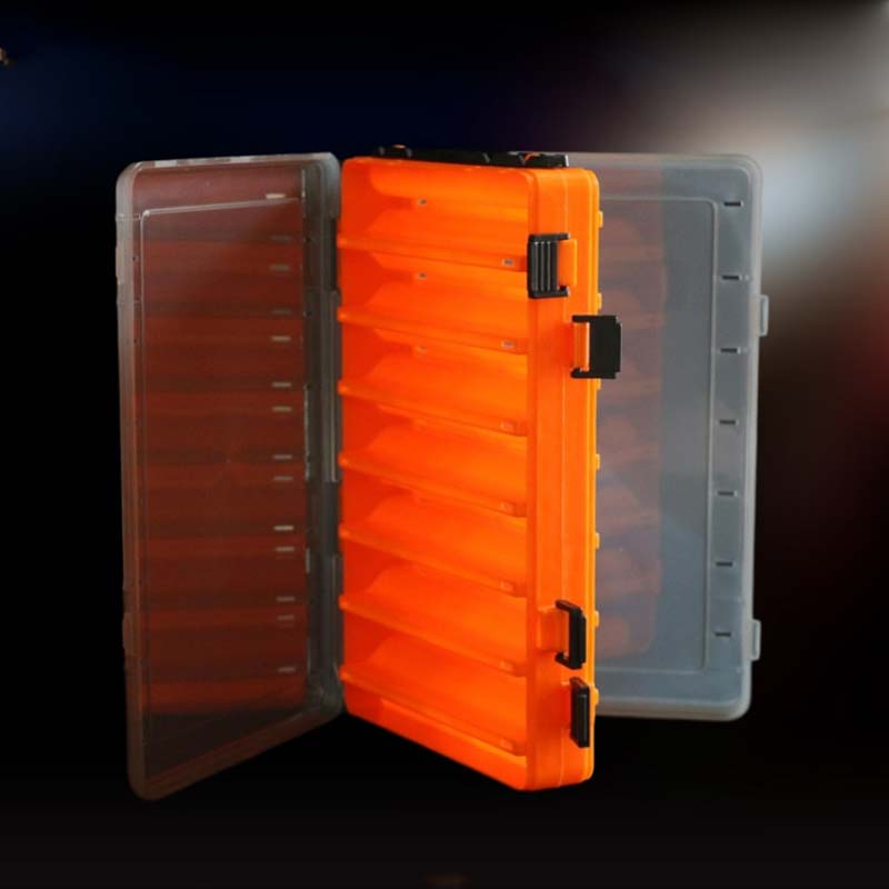 Scatola per attrezzatura da pesca Custodia per esche 14 scomparti Scatole per ganci per esche a doppia faccia Custodia per contenitori per esche Accessori per la pesca