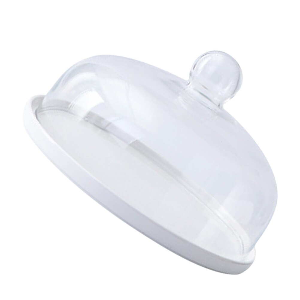 Household Ceramic Cake Plate Dessert Plate Fruit Platter with Glass Cover: 18X18CM