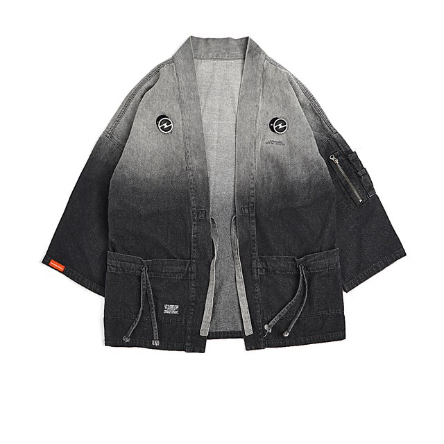 Veste en jean Kimono pour homme, Streetwear japonais, printemps: L
