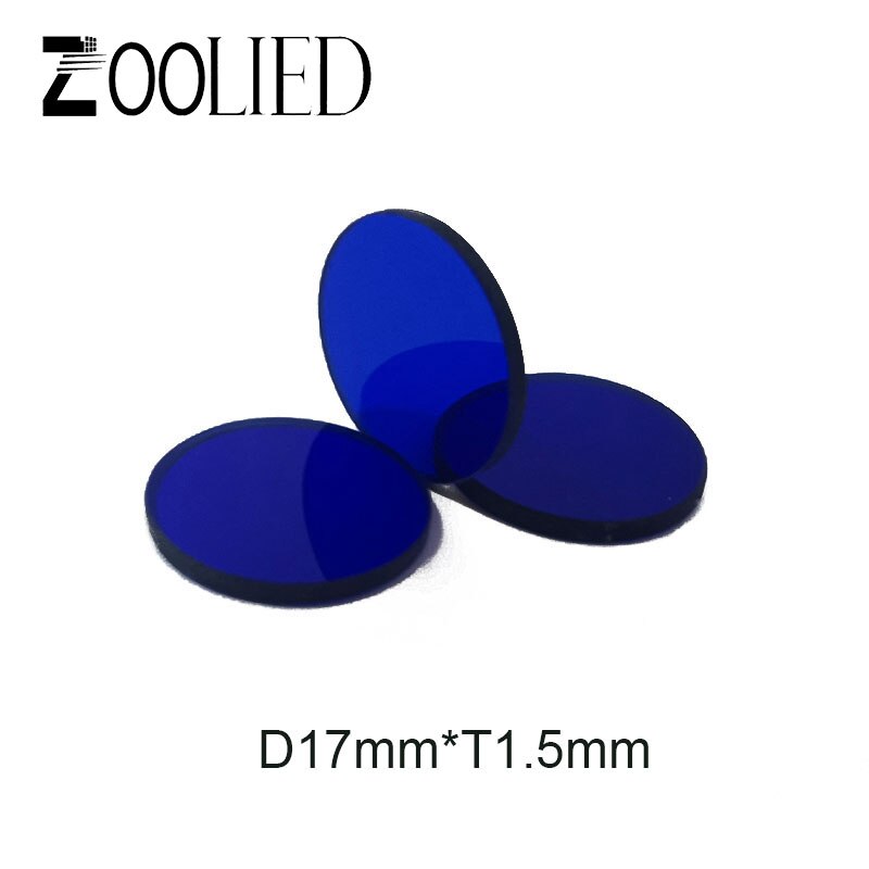 D17mm * T1.5mm 2 Stks/partij QB5 Optische Bandpass Filters Blauw Hoge Doorlaatbaarheid Kleur Glas Golflengte 510nm Voor Donker Veld Microscop