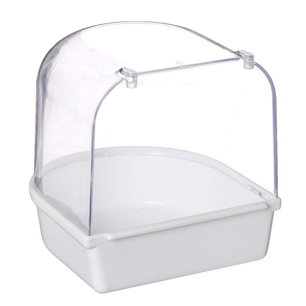 50%HOTPet Bird Parrot Transparent Bathing Tub Bathtub Shower Box Hanging Cage Decor: White