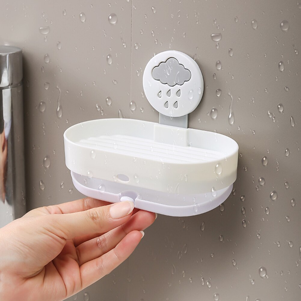strong suction cup double layer soap box soap dishes water bunk soap holder bath basket