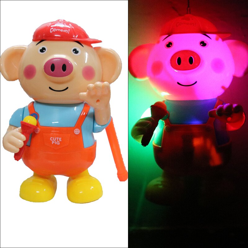 Mitte-Herbst Festival Elektrische Laterne freundlicher Karikatur Algen Schwein Tanzen Schwein Leucht Musik Tragbare Laterne Spielzeug