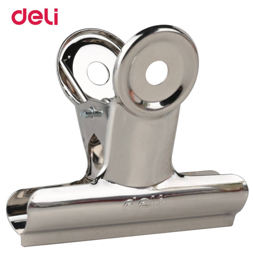 Metal Paper Binder Grip Deli Clips Normal Circule Shape Office Tool 64mm Size 6 Pcs A Set Standard Stainless Steel Silver Clips