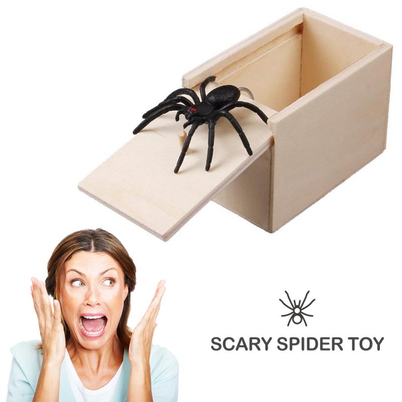 Lustige Erschrecken Box Spinne Neuheit Holz Streich Spinne Erschrecken Box In Fall Trick Spielen Praktische Witz Horror Gag Spielzeug April fools 'Day