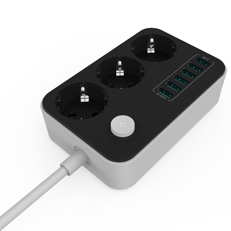 Ldnio Smart Usb Power Strip Opladen 6 Usb-poort 5V 3.4A Charger Adapters 3 Ac Power Socket Outlets Eu plug Extension Socket