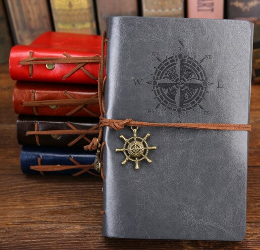 Agenda Vintage Pirate A5 A6 Agenda avec couverture en simili cuir carnet de notes Filofax pour école papeterie coréenne ou voyageur: Gris clair / S Size 105X145mm