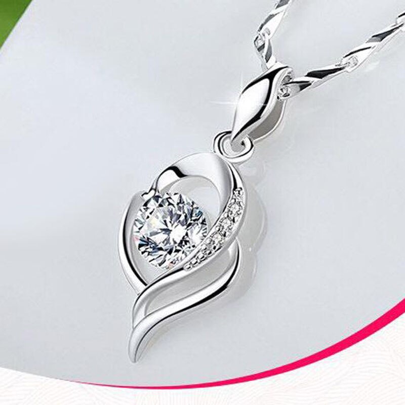 KOFSAC 925 Sterling Silber Kette Halsband Halskette Luxus Kristall CZ Liebe Herz Anhänger Halsketten Für Frauen Partei Schmuck