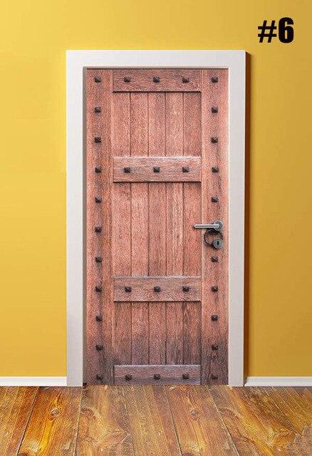 Selvklebende fornye 3d dørs klistremerke retro enkelhet hjemmeinnredning lerretstrykk kunst vanntett veggmaleri garderobe renovering bilder: Dør xrk 158006 / 95 x 215cm