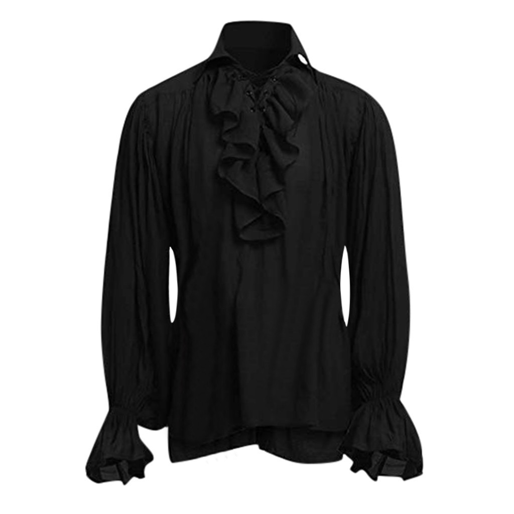 Disfraces medievales vikingos de Halloween, camisas informales de otoño, Cosplay Steampunk, camisa de manga larga con volantes, blusa gótica, Tops